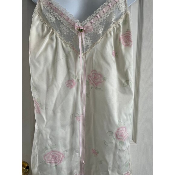 Vtg 1980's Gilead Peignoir Set Nightgown (S) and Robe (M) Beige Pink Roses Lace - Picture 5 of 10